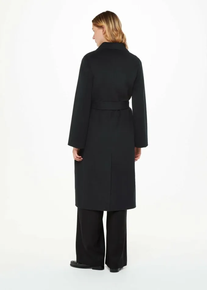 Whistles Nell Belted Doubled Faced Coat Black Women Coats and Jackets