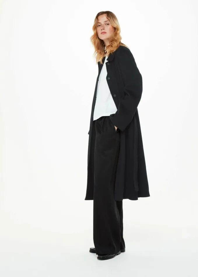 Whistles Nell Belted Doubled Faced Coat Black Women Coats and Jackets