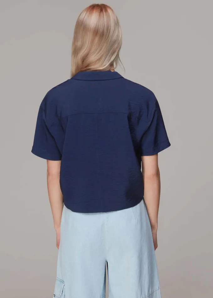 Whistles Nicola Tie Front Blouse Navy Women Tops