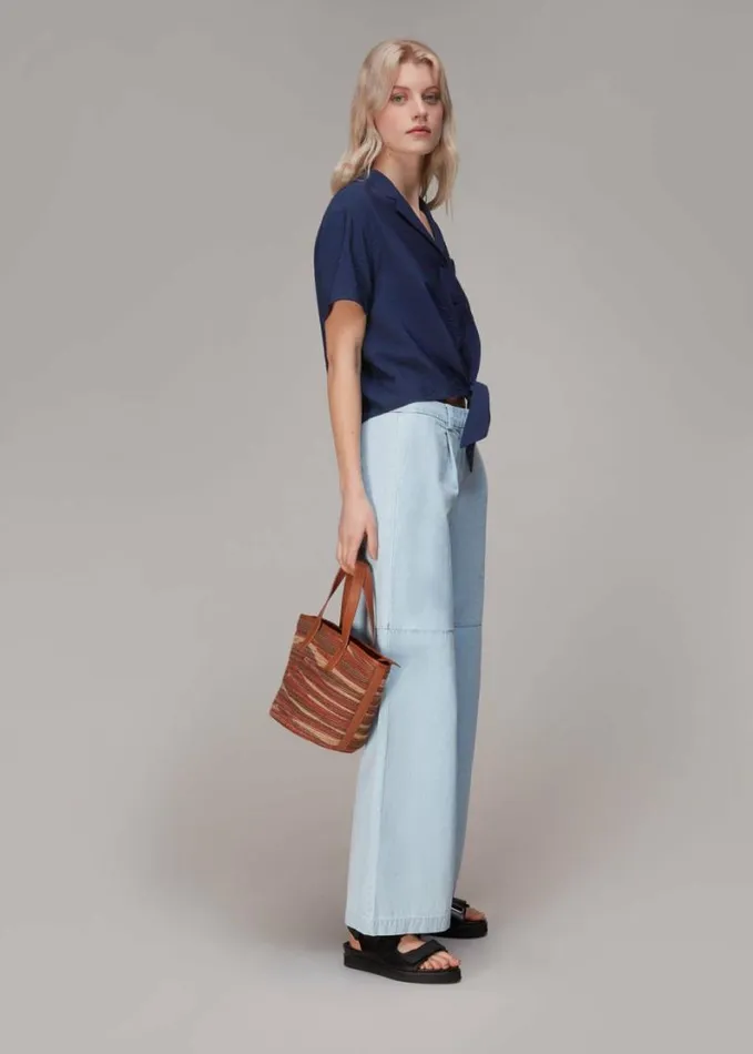 Whistles Nicola Tie Front Blouse Navy Women Tops