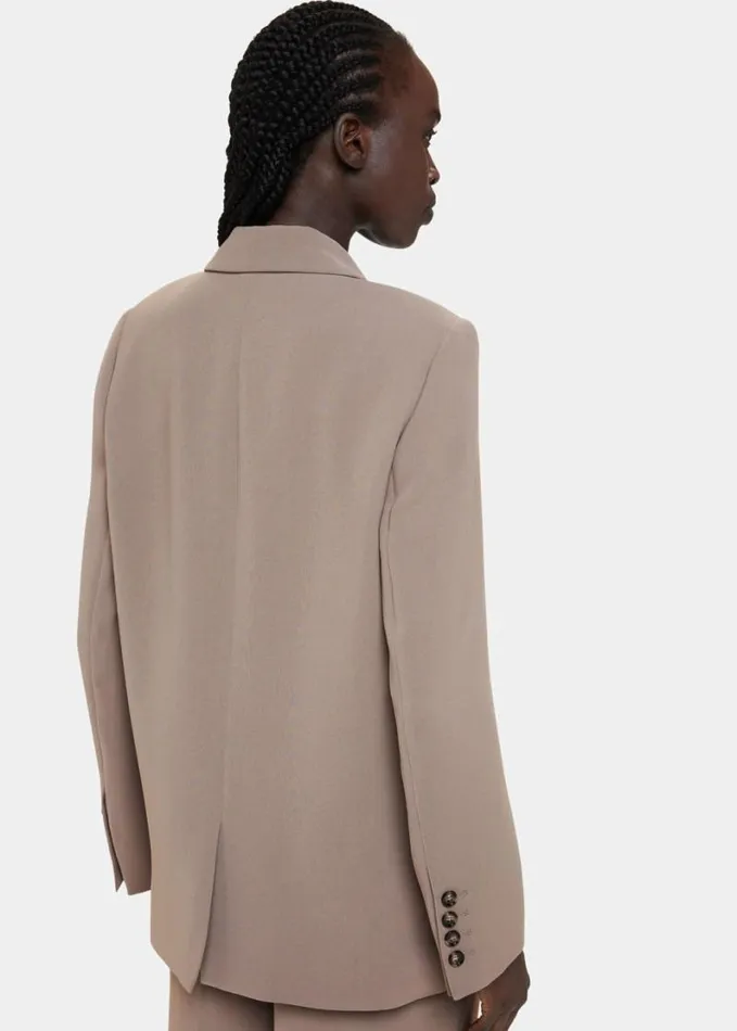 Whistles Nina Double Breasted Blazer Taupe Women Coats and Jackets