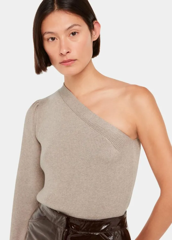 Whistles One Shoulder Knit Neutral Women Sweaters and Cashmere
