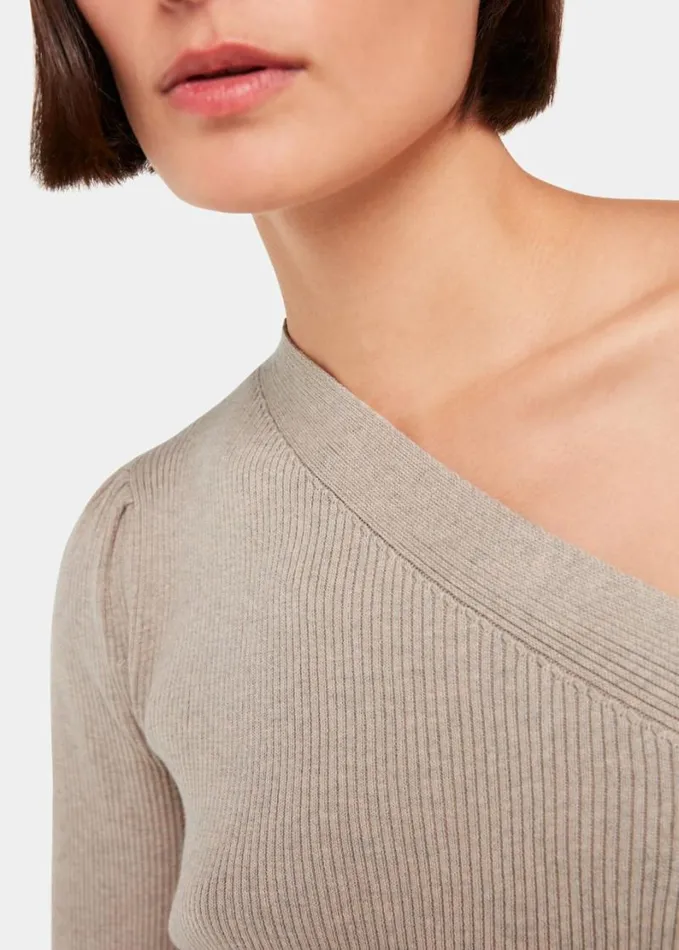 Whistles One Shoulder Knit Neutral Women Sweaters and Cashmere