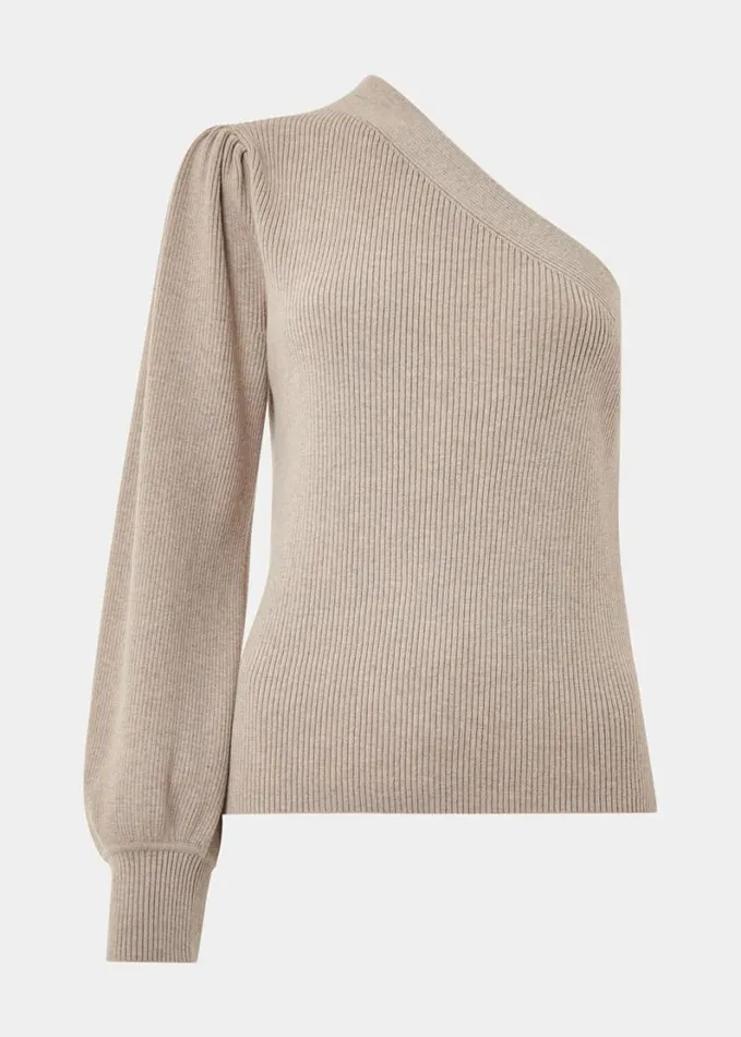 Whistles One Shoulder Knit Neutral Women Sweaters and Cashmere