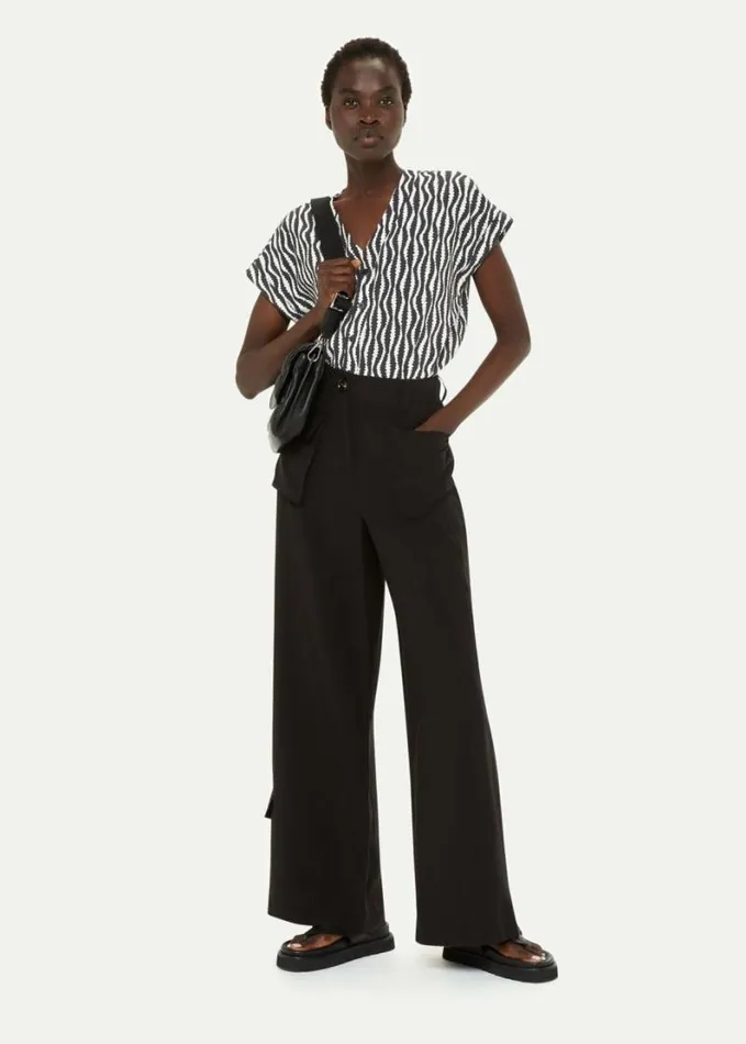 Whistles Optical Rope Nicola Shirt Blackwhite Women Tops