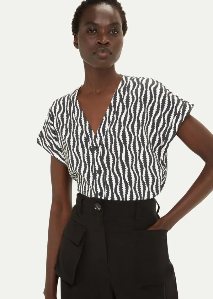Whistles Optical Rope Nicola Shirt Blackwhite Women Tops