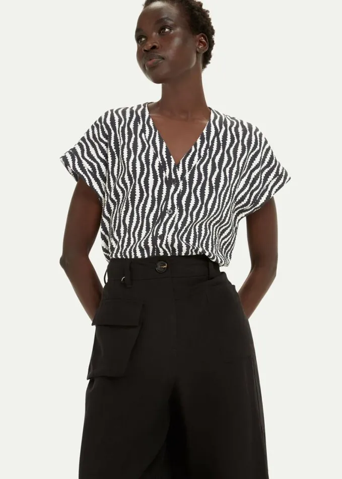 Whistles Optical Rope Nicola Shirt Blackwhite Women Tops