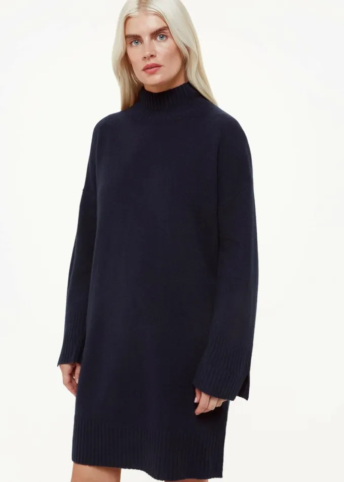 Whistles Petite Amelia Wool Knitted Dress Navy Women Petite Sweaters