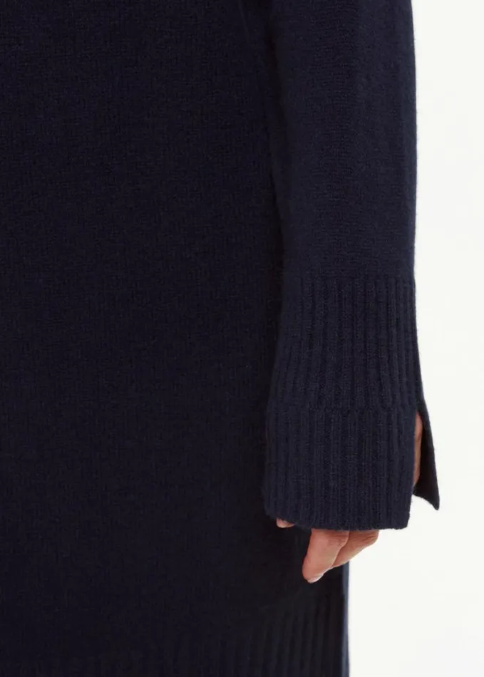 Whistles Petite Amelia Wool Knitted Dress Navy Women Petite Sweaters