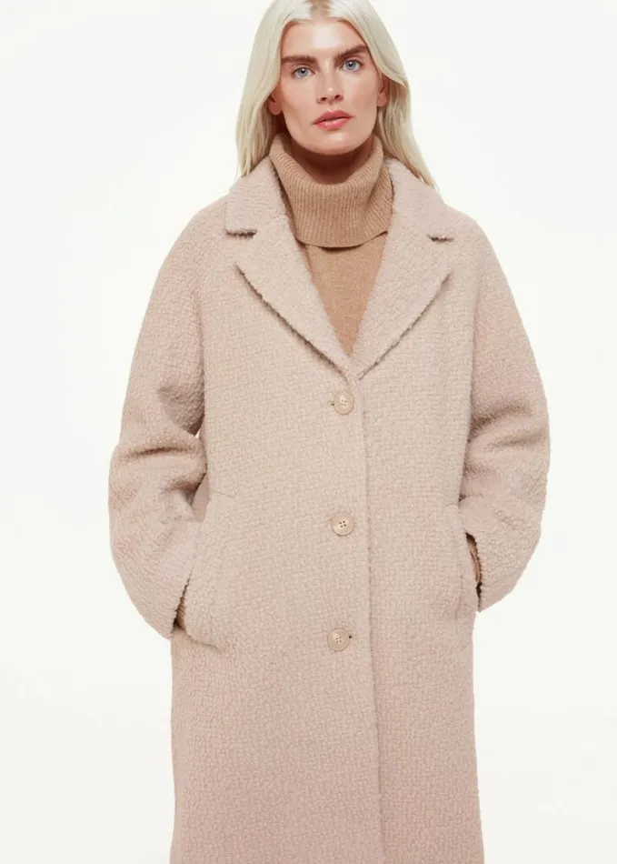 Whistles Petite Anita Wool Boucle Coat Oatmeal Women Petite Coats and Jackets