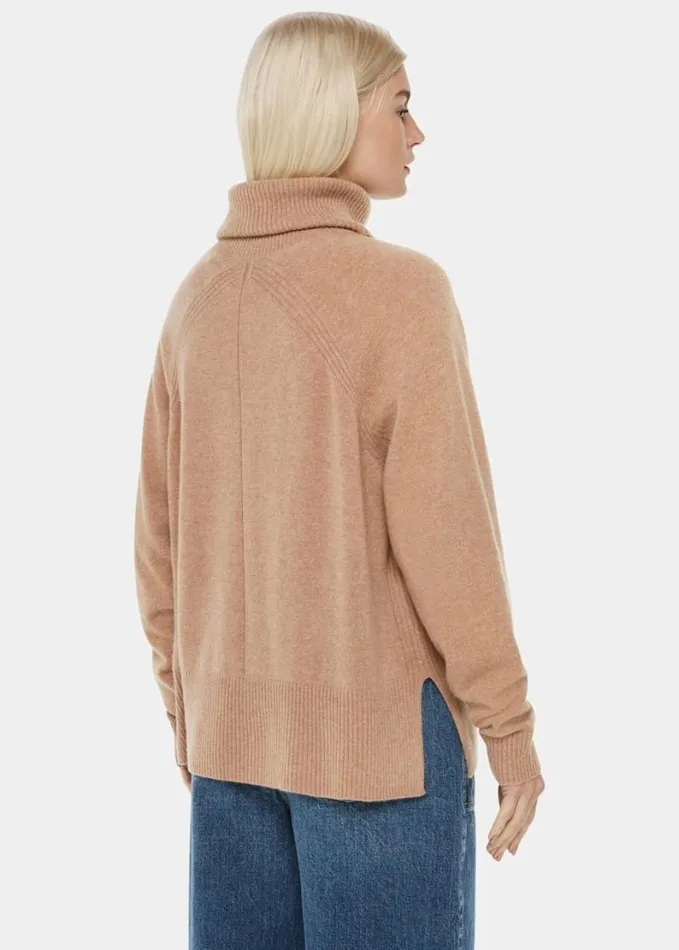 Whistles Petite Cashmere Roll Neck Camel Women Petite Sweaters