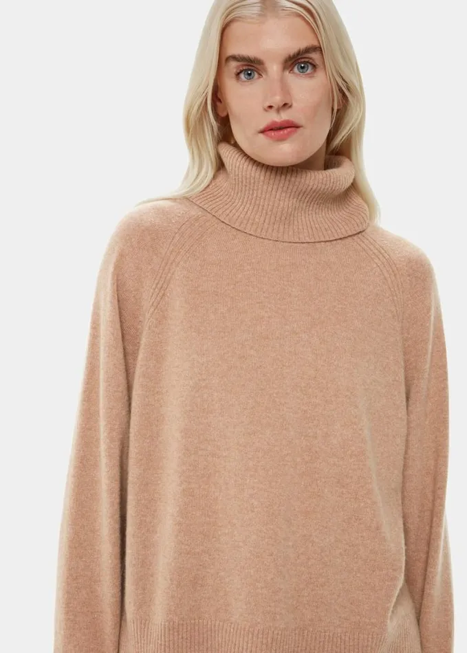 Whistles Petite Cashmere Roll Neck Camel Women Petite Sweaters