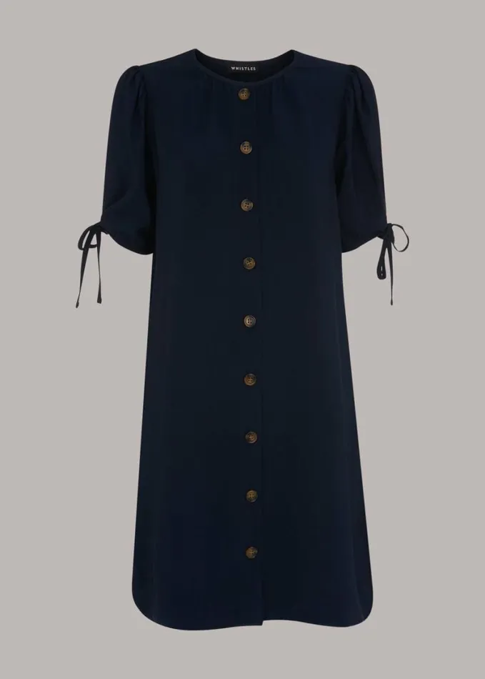 Whistles Petite Frankie Button Through Dress Navy Women Petite Dresses and Jumpsuits Whistles Petite Frankie Button Through Dress Navy Women Petite Dresses and Jumpsuits