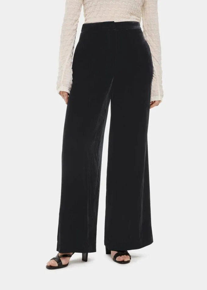 Whistles Petite Full Length Velvet Trouser Black Women Petite Pants and Jeans Whistles Petite Full Length Velvet Trouser Black Women Petite Pants and Jeans