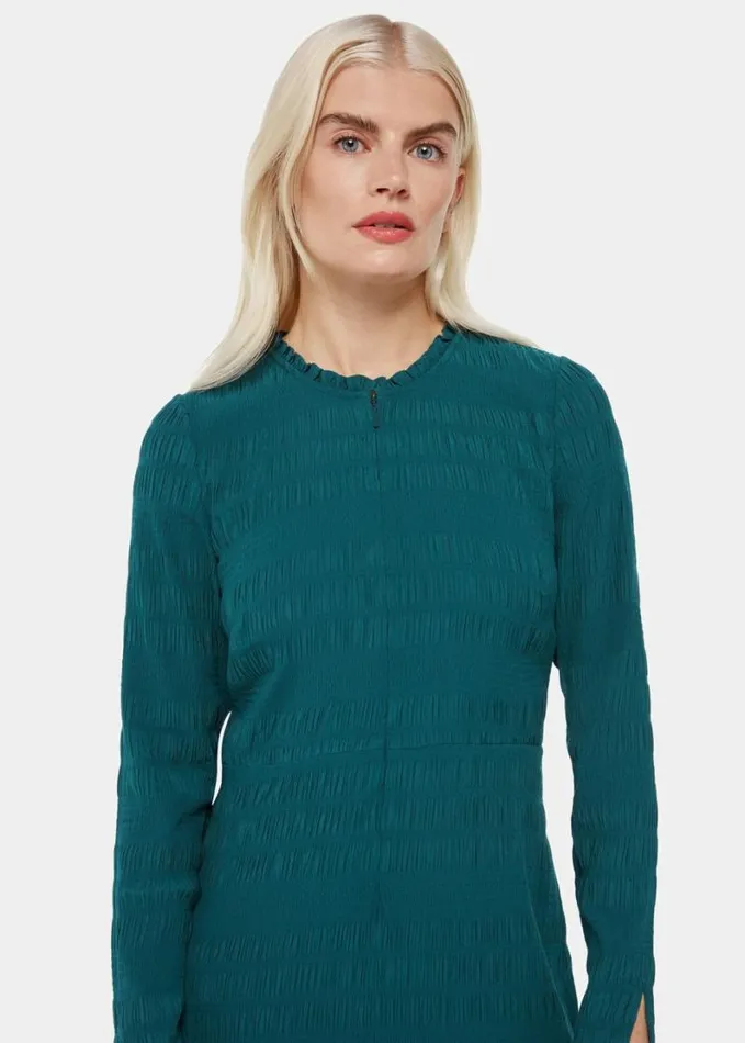 Whistles Petite Mila Textured Dress Green Women Petite Dresses and Jumpsuits Whistles Petite Mila Textured Dress Green Women Petite Dresses and Jumpsuits