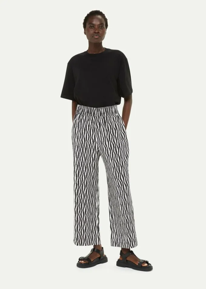 Whistles Petite Optical Rope Cropped Trouser Blackwhite Women Petite Dresses and Jumpsuits