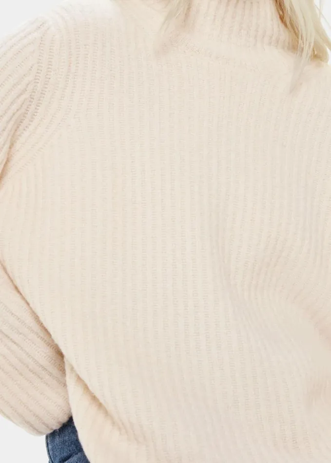 Whistles Petite Wool Mix Rib Funnel Neck Ivory Women Petite Sweaters