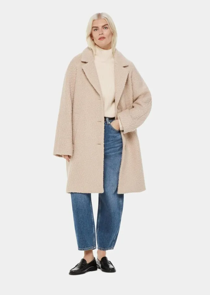 Whistles Petite Wool Mix Rib Funnel Neck Ivory Women Petite Sweaters