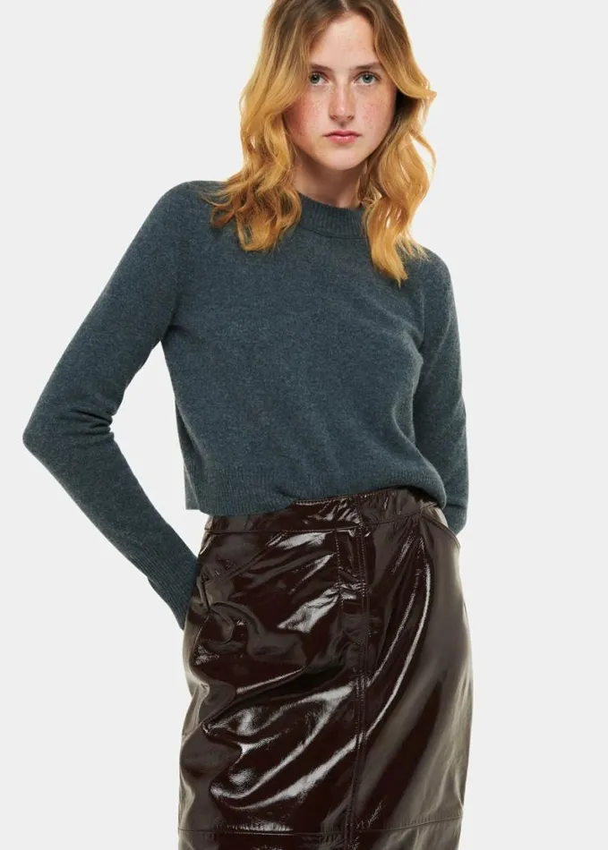 Whistles Rachel Patent Leather Skirt Chocolate Women Skirts