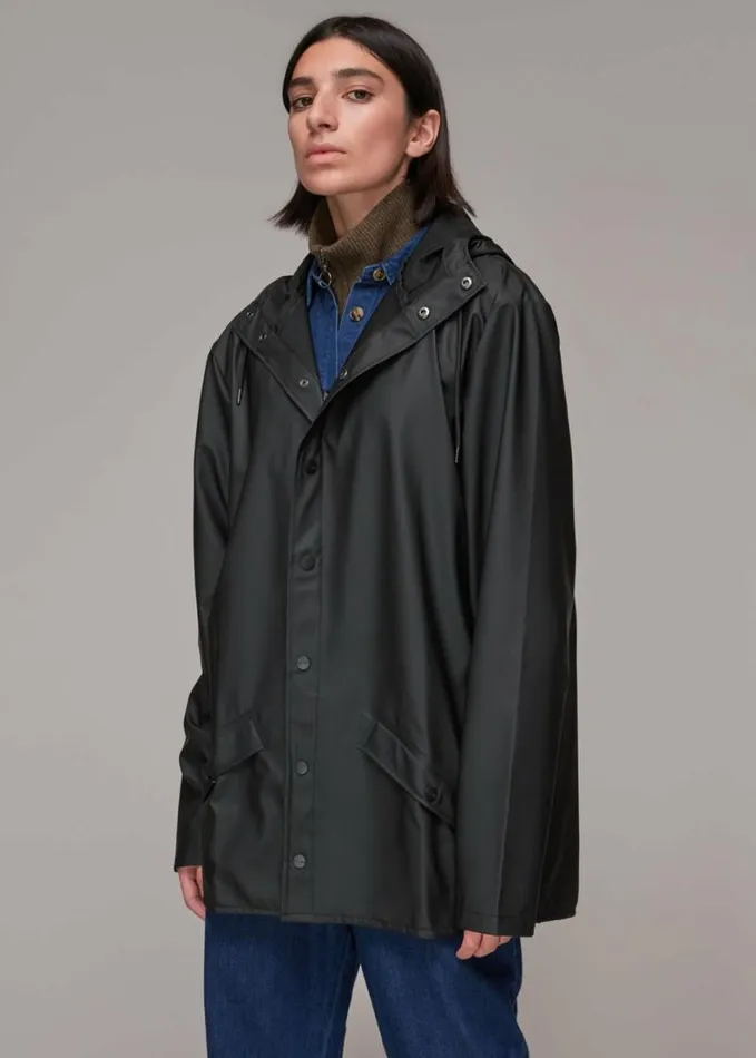 Whistles Rains Hooded Jacket Black Women Coats and Jackets