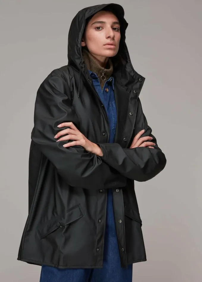 Whistles Rains Hooded Jacket Black Women Coats and Jackets