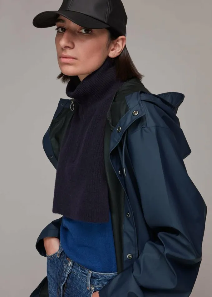 Whistles Rains Hooded Jacket Navy Women Coats and Jackets