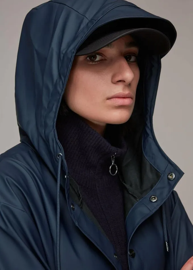 Whistles Rains Hooded Jacket Navy Women Coats and Jackets