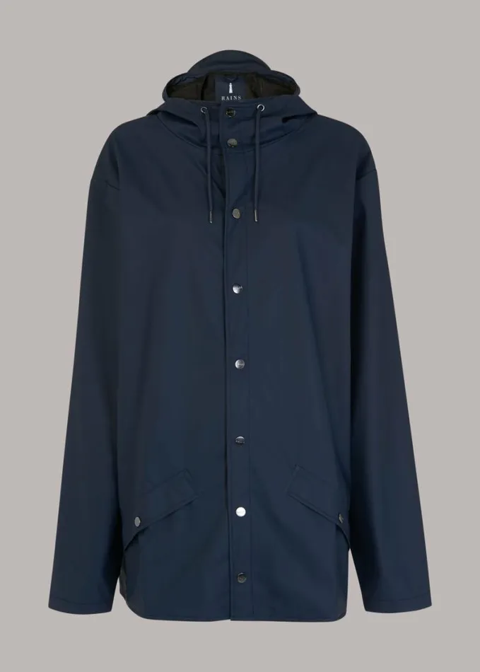 Whistles Rains Hooded Jacket Navy Women Coats and Jackets