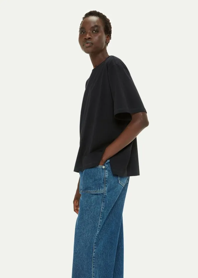 Whistles Relaxed Tee Black Women Tops