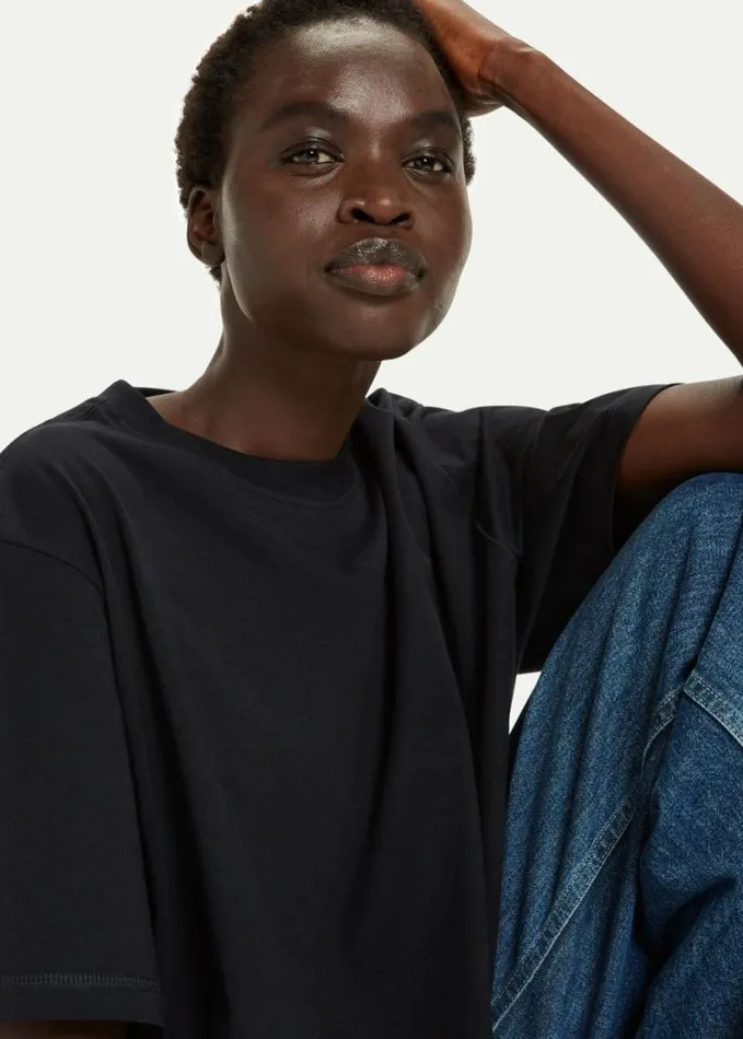 Whistles Relaxed Tee Black Women Tops