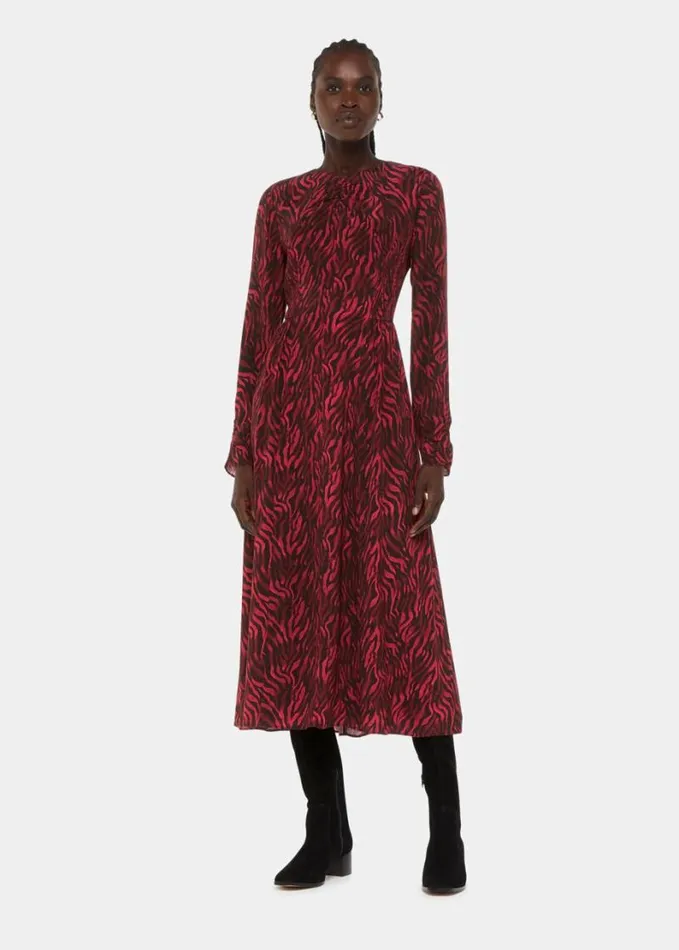 Whistles Shadow Tiger Heather Dress Redmulti Women Dresses