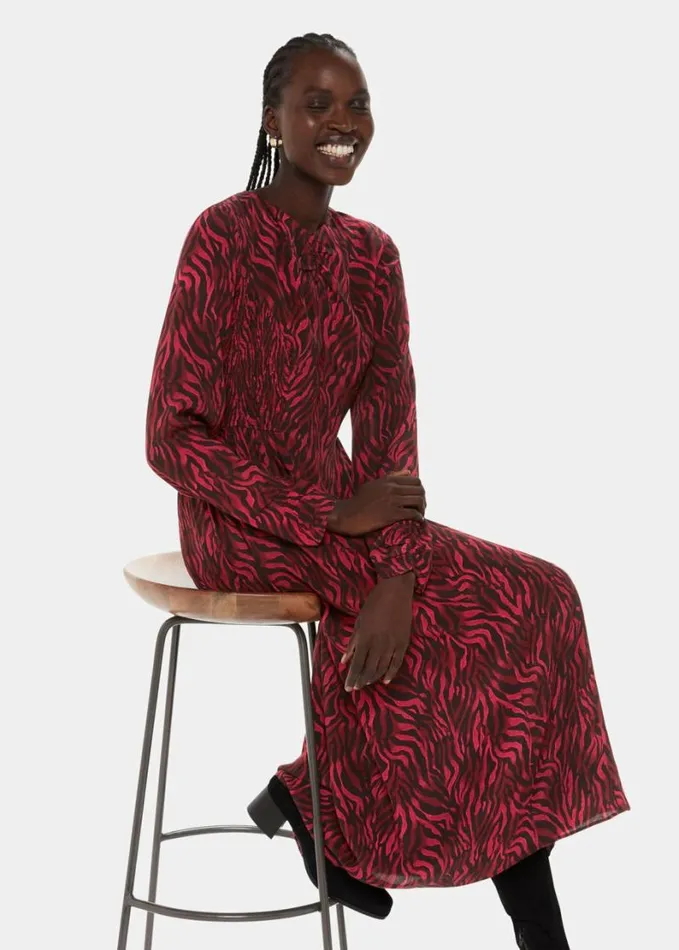 Whistles Shadow Tiger Heather Dress Redmulti Women Dresses