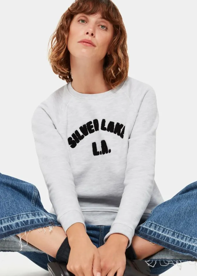 Whistles Silverlake Logo Sweat Grey Marl Women Sweatshirts