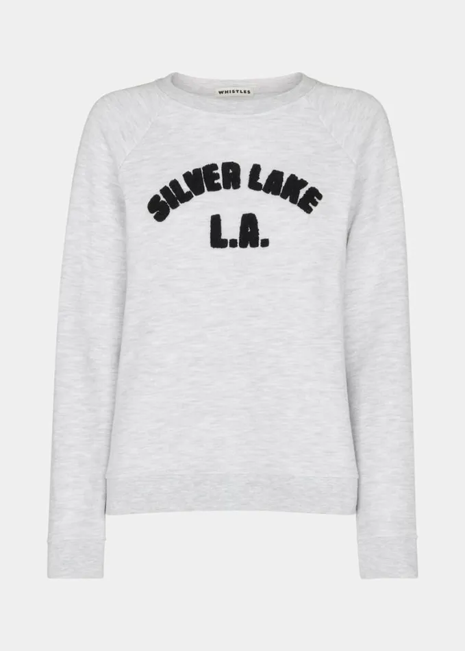 Whistles Silverlake Logo Sweat Grey Marl Women Sweatshirts
