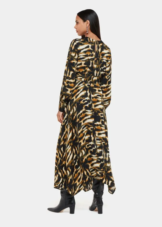 Whistles Smoke Print Gathered Dress Multicolour Women Dresses