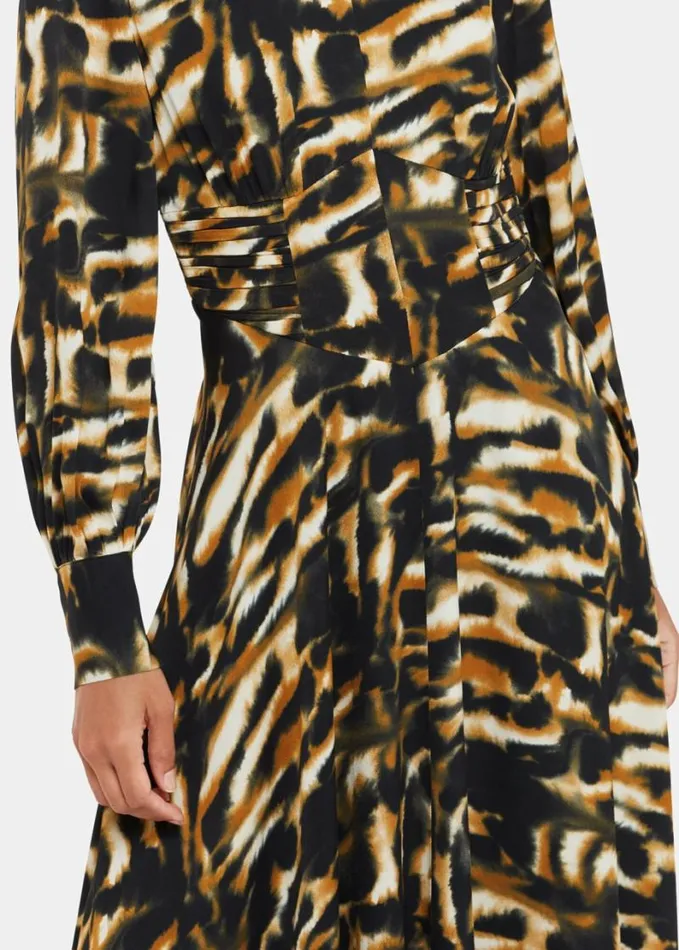 Whistles Smoke Print Gathered Dress Multicolour Women Dresses