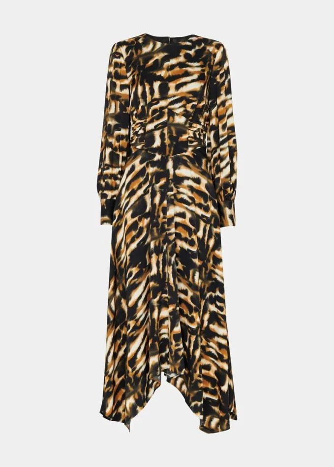 Whistles Smoke Print Gathered Dress Multicolour Women Dresses
