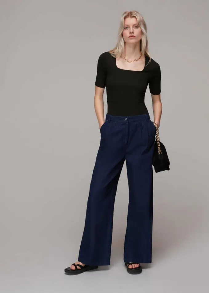 Whistles Square Neck TShirt Black Women Tops