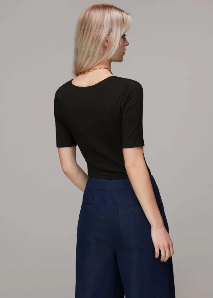 Whistles Square Neck TShirt Black Women Tops