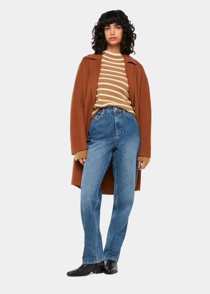 Whistles Stripe Rib Detail Funnel Knit Creammulti Women Sweaters and Cashmere Whistles Stripe Rib Detail Funnel Knit Creammulti Women Sweaters and Cashmere