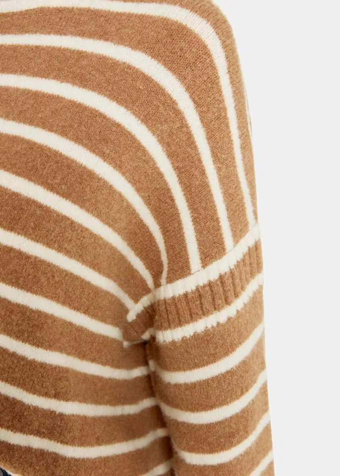 Whistles Stripe Rib Detail Funnel Knit Creammulti Women Sweaters and Cashmere Whistles Stripe Rib Detail Funnel Knit Creammulti Women Sweaters and Cashmere