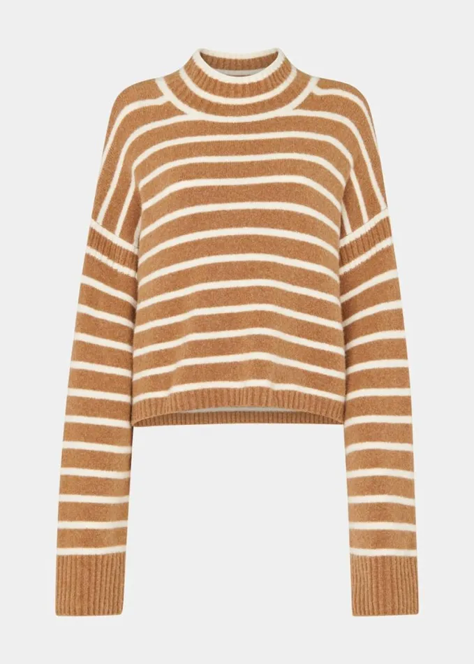 Whistles Stripe Rib Detail Funnel Knit Creammulti Women Sweaters and Cashmere Whistles Stripe Rib Detail Funnel Knit Creammulti Women Sweaters and Cashmere