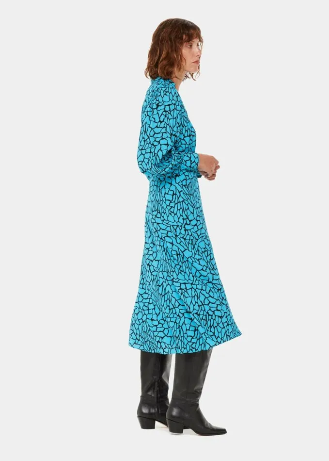 Whistles Terrazzo Print Midi Dress Bluemulti Women Dresses