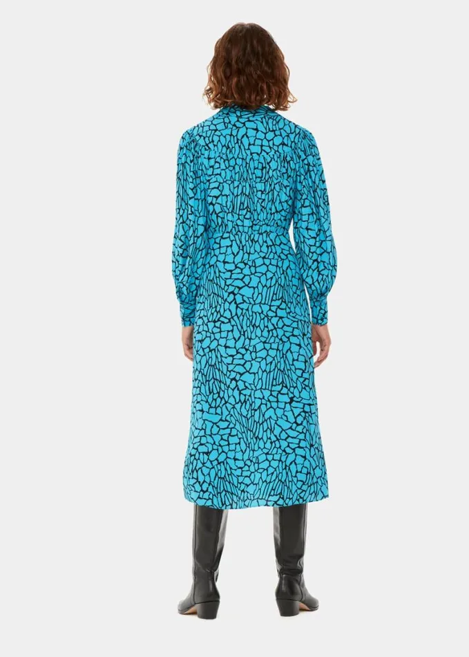 Whistles Terrazzo Print Midi Dress Bluemulti Women Dresses