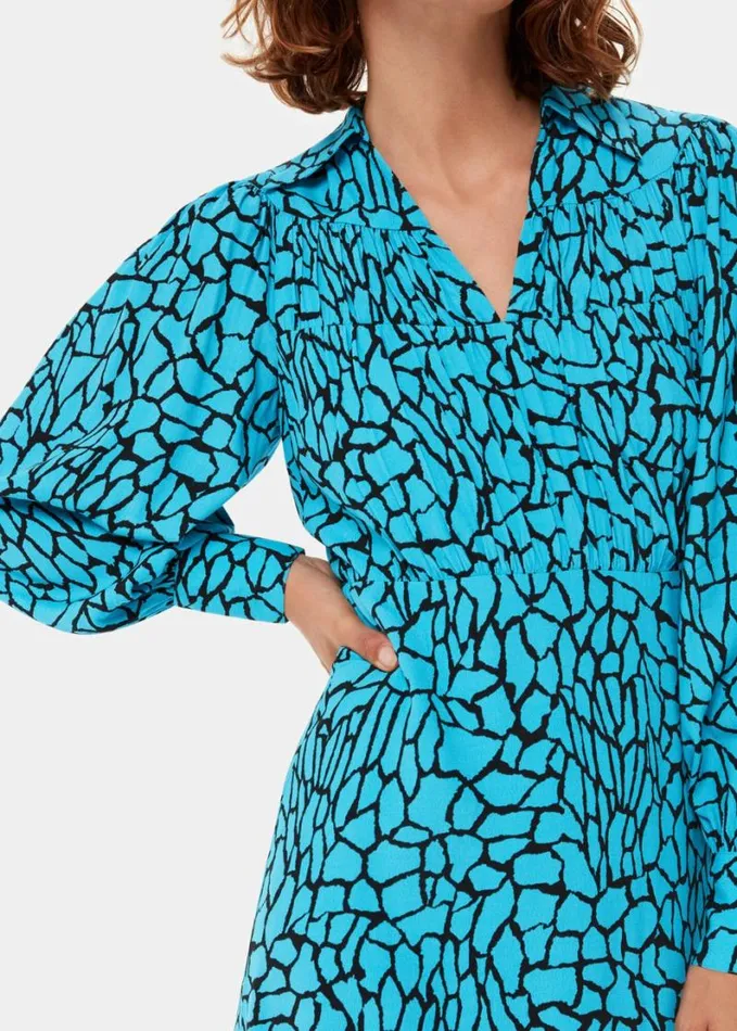 Whistles Terrazzo Print Midi Dress Bluemulti Women Dresses