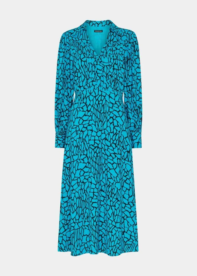 Whistles Terrazzo Print Midi Dress Bluemulti Women Dresses