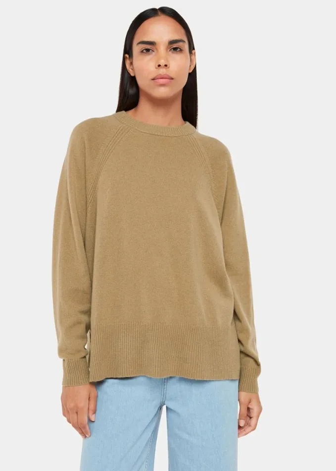 Whistles Ultimate Cashmere Crew Neck Camel Women Sweaters and Cashmere