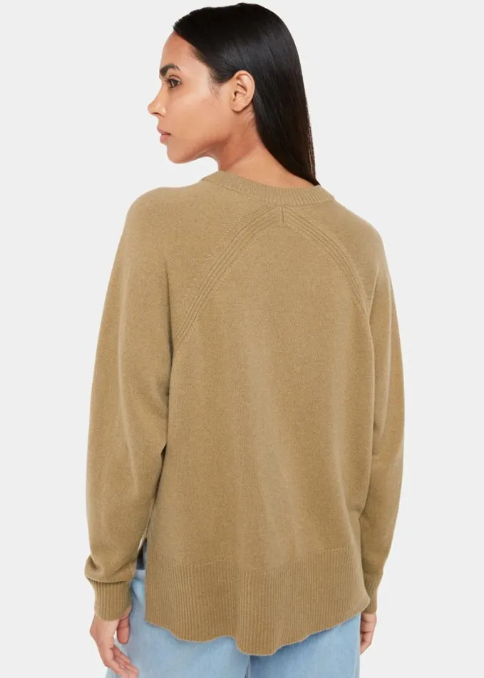 Whistles Ultimate Cashmere Crew Neck Camel Women Sweaters and Cashmere