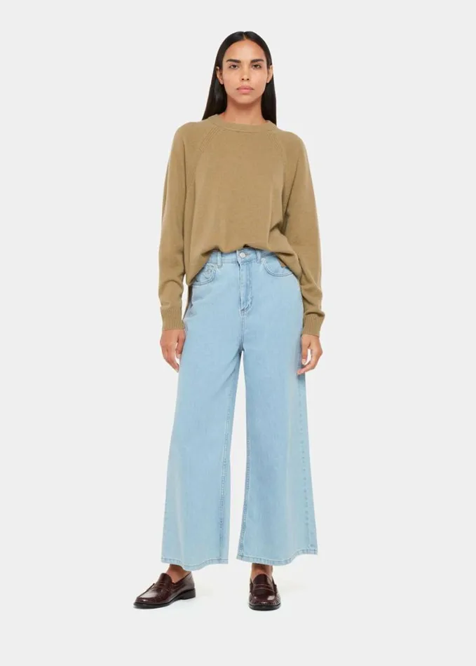 Whistles Ultimate Cashmere Crew Neck Camel Women Sweaters and Cashmere