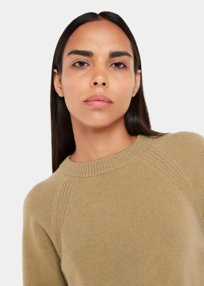 Whistles Ultimate Cashmere Crew Neck Camel Women Sweaters and Cashmere